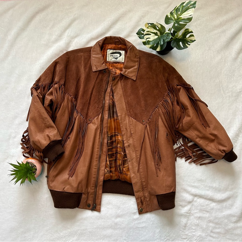 TRUE 80’s VINTAGE ✨ Fox Run Leather Fringe Jacket